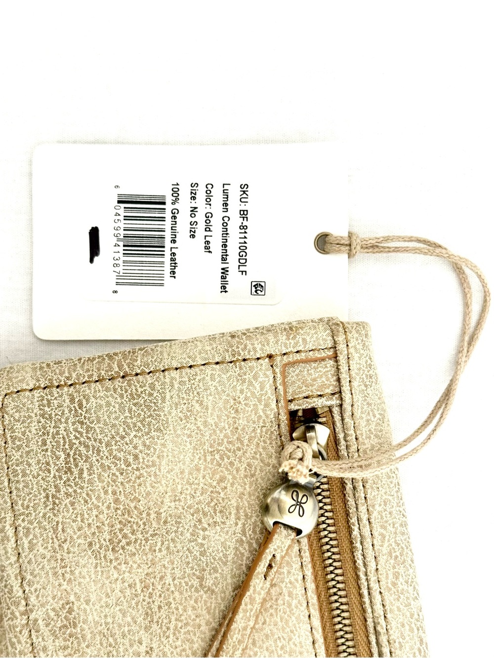 HOBO Lumen Continental Wallet Metallic Leather Gold Leaf NWT - Picture 2 of 12